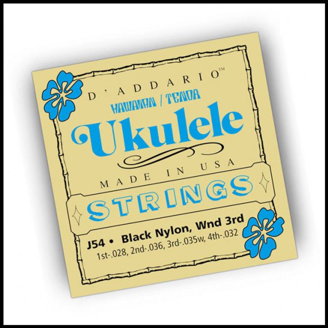 Hovedbilde D'Addario J54 Hawaii Tenor Ukulele Strenger, Black Nylon