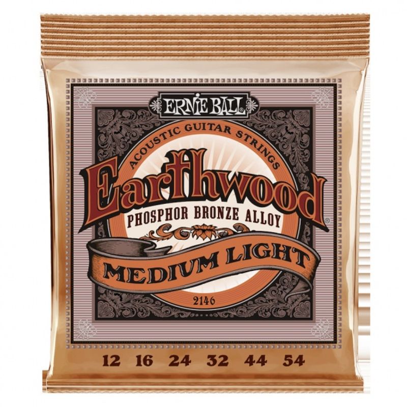 Ernie Ball EB-2146 Earthwood Phosphor Bronze, Medium Light, 12-54
